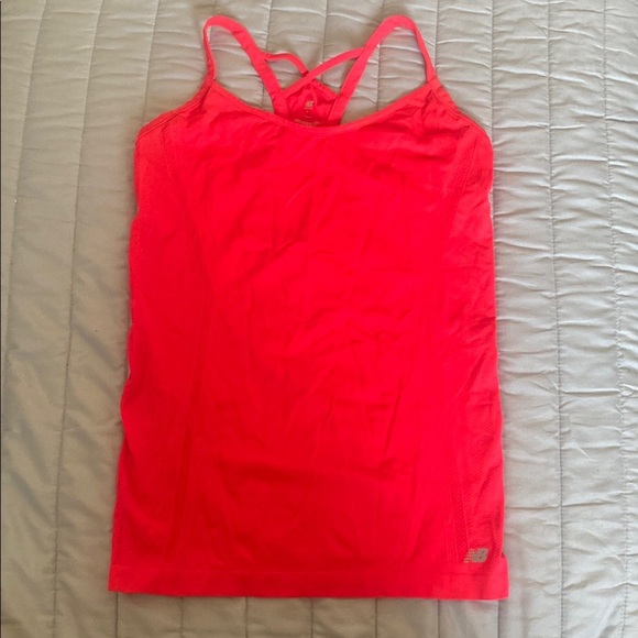 New Balance Orange Fitted Sleeveless Tank Top - Picture 1 of 7